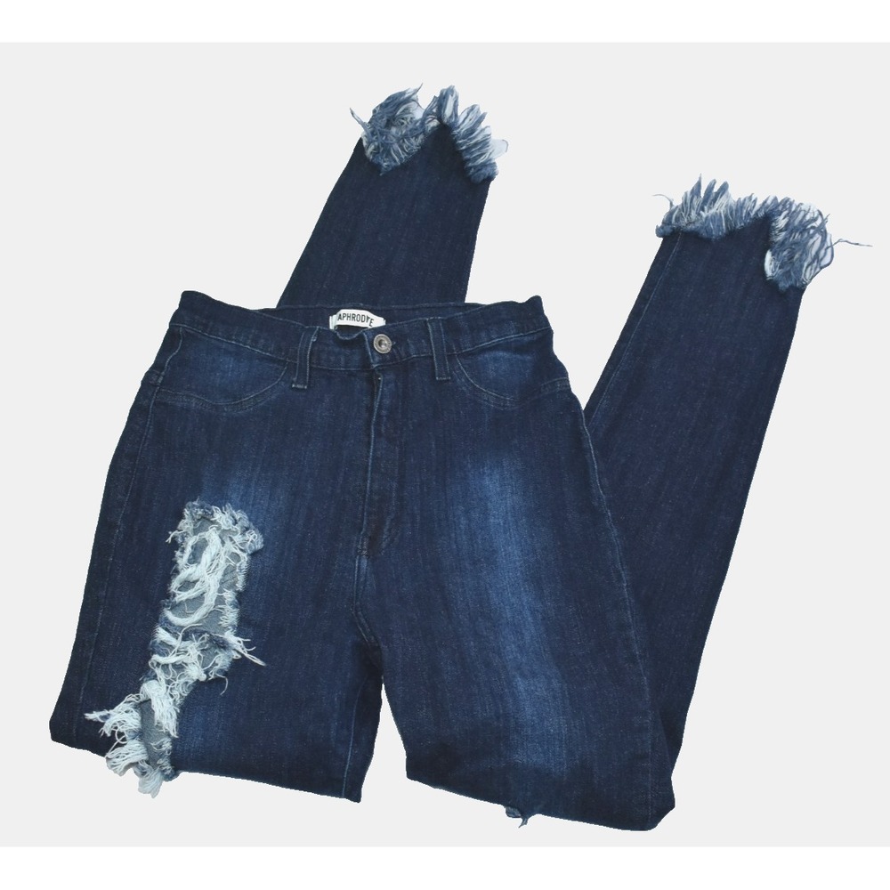 Aphrodite Women's Jeans Size 13 Medium Washed Distressed Flare Ankle Grunge